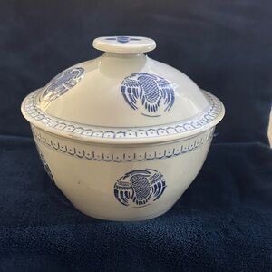 Blue and White Ceramic Lidded Bowl